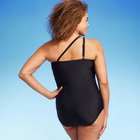 Land's End Plus and Standard Size One Shoulder one piece swimsuit Black Various - Picture 5 of 7